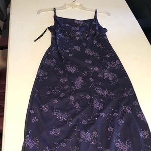 Purple lace flowered spaghetti strap dress